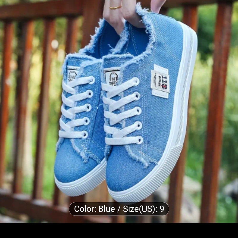 Frayed Denim Blue Women's Sneakers